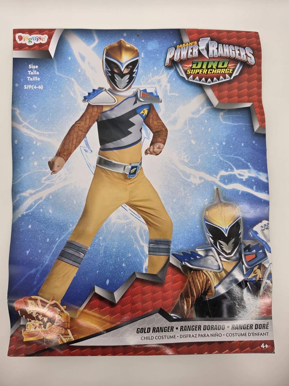 Halloween Power Rangers Gold Ranger Costume Kids Small 4-6 Dino Super Charge